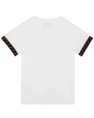 Fendi T-shirt bianca in jersey con logo FF JUI018-7AJ