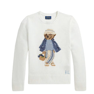 Polo Ralph Lauren Maglia Bianca Con Polo Bear Per Bambina 313A11290001