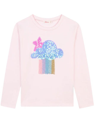 Billieblush T-shirt rosa a maniche lunghe con nuvola U20645