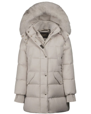 MooRER Giubbino con cappuccio con bordo in pelliccia di volpe TALASSA