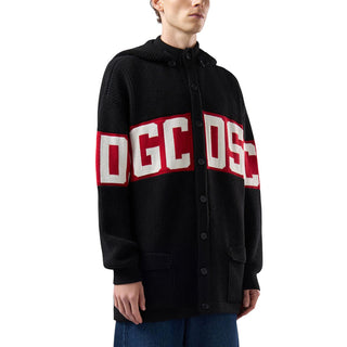 GCDS Cardigan Nero Con Cappuccio E Logo Z0MLQA149K155/999R Per Uomo