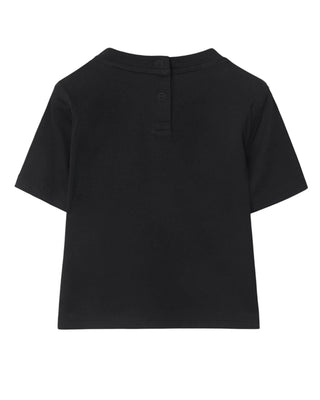 Burberry T-shirt nera in jersey con finiture Check 8108846