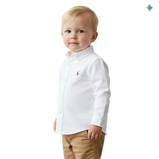Polo Ralph Lauren Camicia Bianca Oxford In Cotone 320677133001 Per Neonato