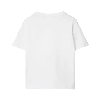 Burberry T-shirt bianca con finiture in Check 8108049