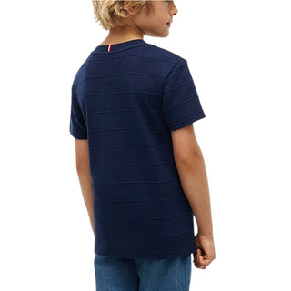 Tommy Hilfiger T-shirt Blu Con Righe Jacquard KB0KB10644-C1GJ Per Bambino