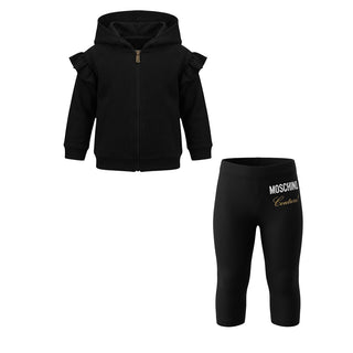 Moschino Tuta Nera In Felpa Con Logo MDK01L Per Neonata