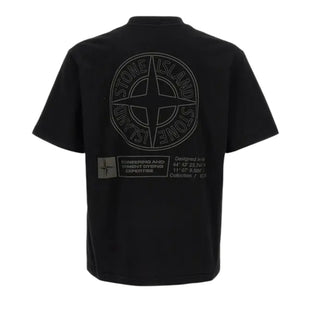 Stone Island T-shirt in cotone nera con stampa K2S152100037/V0029