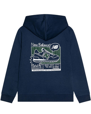 New Balance Felpa blu con cappuccio e logo LAKB0035