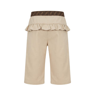 Fendi Pantaloni In Gabardina Beige Con Ruches BFF181-AS5Y-F1P2N Per Neonata