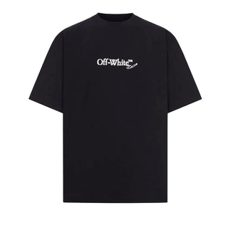 Off-White T-shirt nera in jersey con stampa OMAA120F25JER00C1001