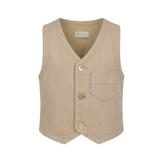 J.o Milano Gilet Beige In Lino Per Bambino 673E1J