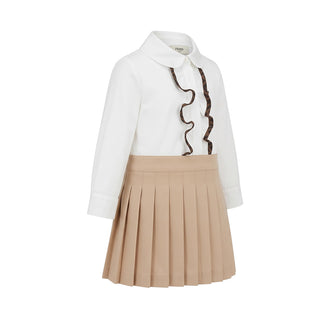 Fendi Vestina In Popeline DI Cotone E Gabardine BFB639-AS5Y-F1P2N Per Neonata