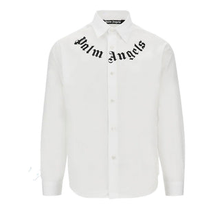 Palm Angels Camicia Bianca In Popeline Con Logo PMGE04KS26FAB001