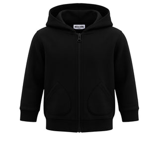 Moschino Felpa Nera Con Zip E Cappuccio MUF02H Per Neonati