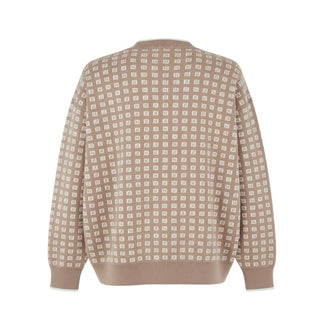 Fendi Cardigan In Cotone Beige Con Logo Jacquard JUG203-AYMY