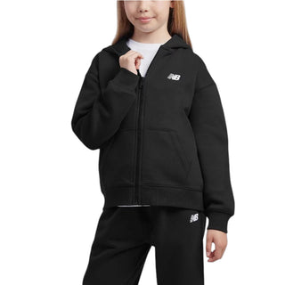 New Balance Felpa Nera Con Zip E Cappuccio LAKG0004-BK078 Per Bambina