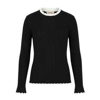 TWINSET Maglia Nera A Costine In Misto Viscosa 262GB3013 Per Bambina
