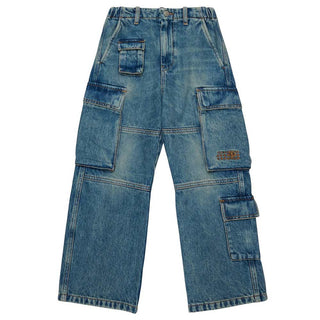 MM6 Maison Margiela Jeans cargo in denim blu con logo ricamato M60793-MM05V