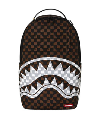 SPRAYGROUND Zaino BROWN AND CREAM DRIP CHECK SHARK 910B8552NSZ