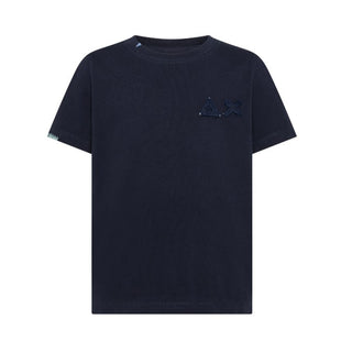 Sun68 T-shirt blu navy in jersey con patch logo T45325BN