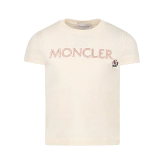 Moncler T-shirt Panna Con Logo Da Bambina K19548C00013-050