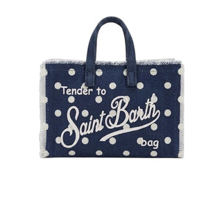 Mc2 Saint Barth Borse In Canvas Blu Con Fantasia A Pois PHONE001/03285L