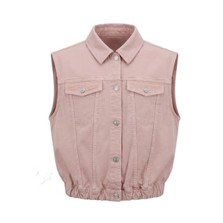 Nine:inthe:morning Gilet In Gabardina Rosa Per Bambina 9JS26-JDON01