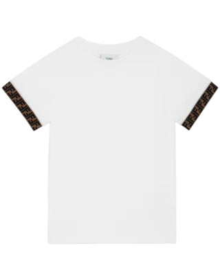 Fendi T-shirt bianca in jersey con logo FF JUI018-7AJ