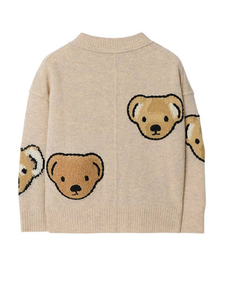 Burberry Cardigan beige in lana con orsetto Thomas 8109483