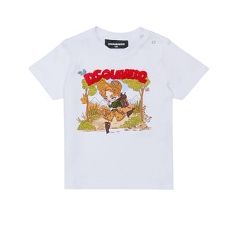 Dsquared2 T-shirt Bianca Con Stampa DQ3382-D0AJQ-DQ100 Per Neonato