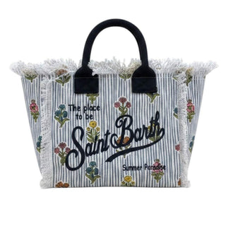Mc2 Saint Barth Borsa Colette In Canvas A Righe Con Fantasia Floreale COL0001/02587L