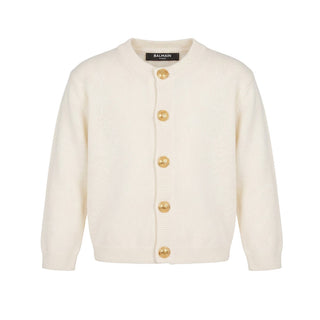 Balmain Cardigan Avorio In Misto Cashmere Per Neonata BT9520-W0113
