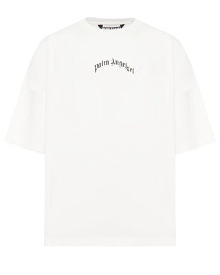 Palm Angels T-shirt bianca in jersey con logo PMAA10BF25JER0010310