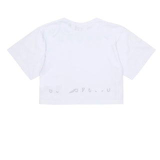 MM6 Maison Margiela T-shirt Cropped Bianca Con Numeric Logo M61017-MM02Y-M6100