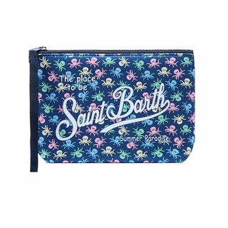Mc2 Saint Barth Pochette Aline In Scuba Blu Con Stampa Polipetti ALIN001/00117L