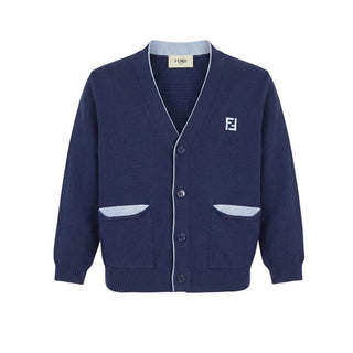 Fendi Cardigan Blu In Cotone Per Neonato BMG036-3TE