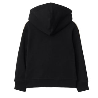 Burberry Felpa Nera Con Cappuccio E Finiture Check 8108062
