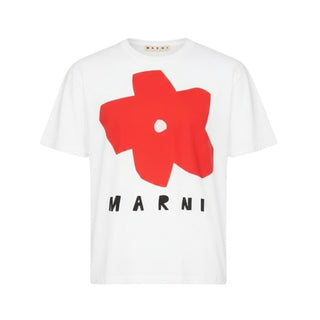 Marni T-shirt bianca a maniche corte con stampa M00041-M00C7