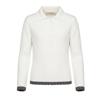 TWINSET Polo Avorio A Costine In Misto Viscosa 262GB3012 Per Bambina