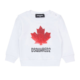 Dsquared2 Felpa girocollo bianca con logo DQ3279-D0AGW-DQ100