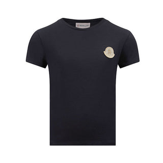 Moncler T-shirt Blu Navy Da Bambina Con Patch Logo K19548C00011-778