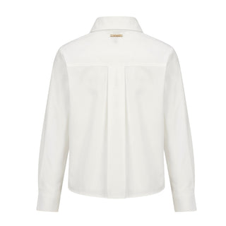 TWINSET Camicia Avorio In Popeline Con Logo 262GJ2170 Per Bambina