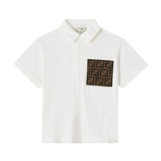 Fendi Polo Bianca Con Taschino FF JMI475-7AJ