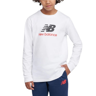New Balance T-shirt Bianca A Maniche Lunghe LAKB0254-BWE078 Per Bambino