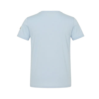 Moncler T-shirt Celeste In Misto Lino Con Strass K19548C00036-70E