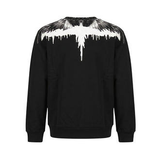Marcelo Burlon Felpa Girocollo Nera Con Wings F6CMJBSW037-110 Per Bambini