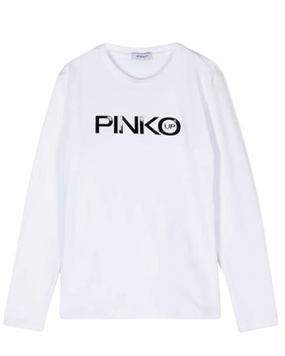 Pinko T-shirt bianca in jersey con logo F4PIJGTH151