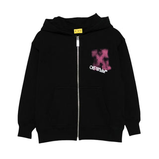 Off-White Felpa nera con zip e cappuccio OGBE001F25FLE0011032