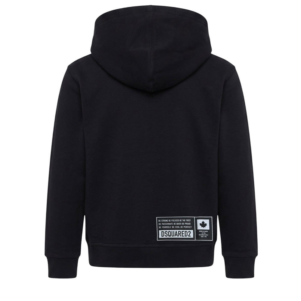 Dsquared2 Felpa Nera Con Zip E Cappuccio Per Bambini DQ0540-D001H