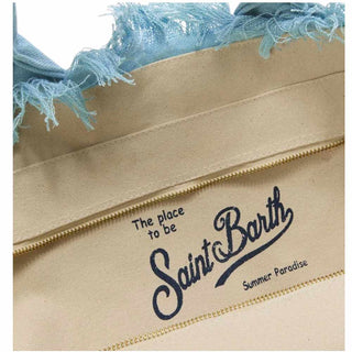 Mc2 Saint Barth Borsa Colette In Canvas Celeste Con Strass COL0001/00404L